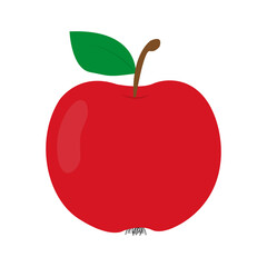 Fresh apple. Apple with stem and leaf. Natural product. Healthy food and diet. Decoration of greeting cards, posters, patches, prints on clothes, emblems.