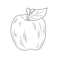 Natural product. Apple silhouette. Apple with stem and leaf. Healthy food and diet. Decoration of greeting cards, posters, patches, prints on clothes, emblems.