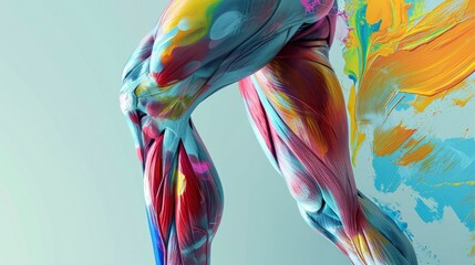Conceptual anatomy healthy skinless human body muscle system - obrazy, fototapety, plakaty