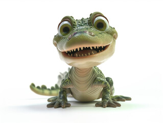 a cute crocodile 3d character isolated on white