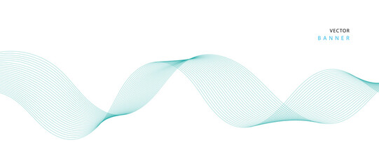 Abstract illustration of vector banner. Modern vector banner template with blue wavy lines.
