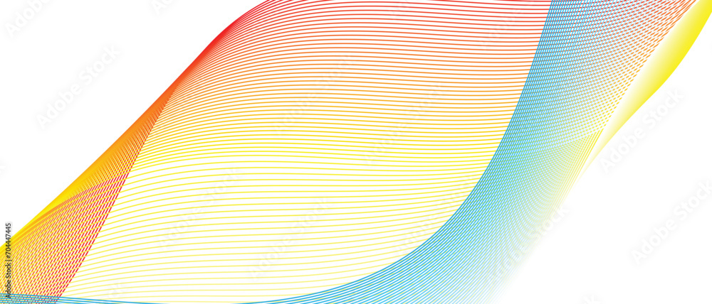 Poster abstract curve smooth flowing red yellow blue wave line pattern.