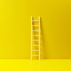 Staircase near yellow wall. Steps for molar work. Ladder is metaphor for personal growth....