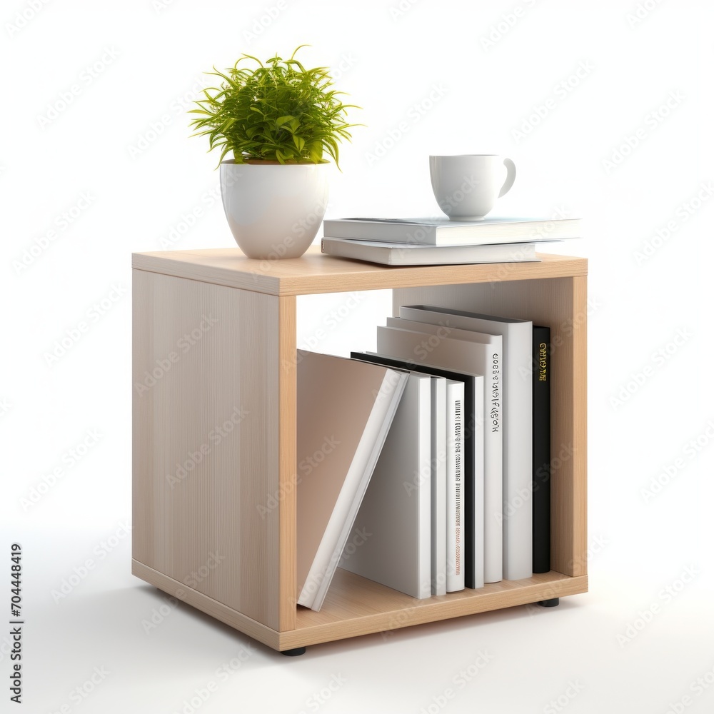 Poster stock image of an office side table on a white background, versatile, additional workspace or decor 