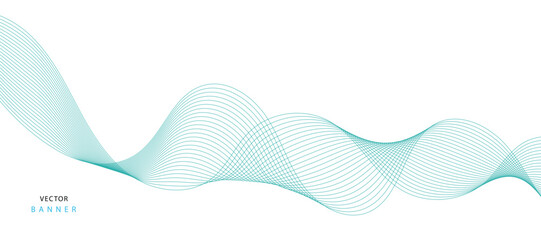 Abstract illustration of vector banner. Modern vector banner template with blue wavy lines.