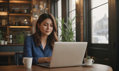 Focused professional working from home office, online work from home, online business, created with Generative AI