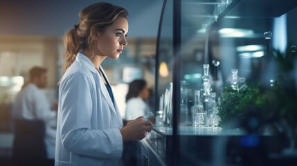 A doctor in a research lab ,scientists are working