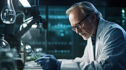 A doctor in a research lab ,scientists are working
