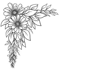 Corner Border Flower Outline Illustration
