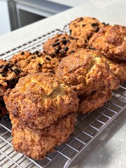 Home-baked fresh cream scones, chocolate scones
