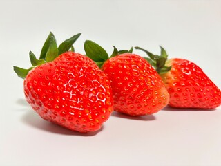 strawberry on a white background, Delicious ripe Korean strawberries