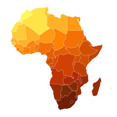 Map of Africa with countries. Stylized map of Africa Continent in minimalistic modern style - obrazy, fototapety, plakaty