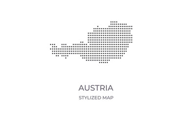 Dotted map of Austria in stylized style. Simple illustration of country map for poster, banner.