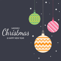 New Year's Eve poster with Christmas tree balls. Christmas poster, banner, poster. Happy New Year 2024