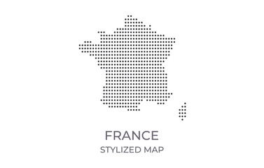 Dotted map of France in stylized style. Simple illustration of country map for poster, banner.
