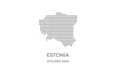Dotted map of Estonia in stylized style. Simple illustration of country map for poster, banner.