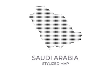 Dotted map of Saudi Arabia in stylized style. Simple illustration of country map for poster, banner.