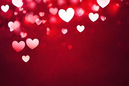 Valentines day background banner - abstract panorama background with red hearts - concept love