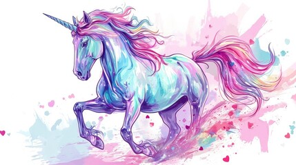 Obraz na płótnie Canvas pastel colored valentine unicorn clipart on a white background
