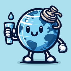 Free vector cute world water day cartoon flat isolated