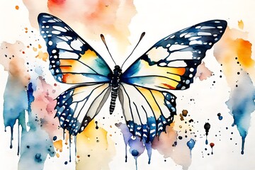 butterfly painted by watercolor