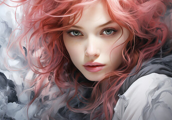 Fototapeta premium Beautiful woman with modern hairstyle. Fashion concept. AI generated