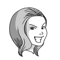 イタズラに微笑む女性の顔