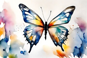 portrait of a watercolor painted butterfly