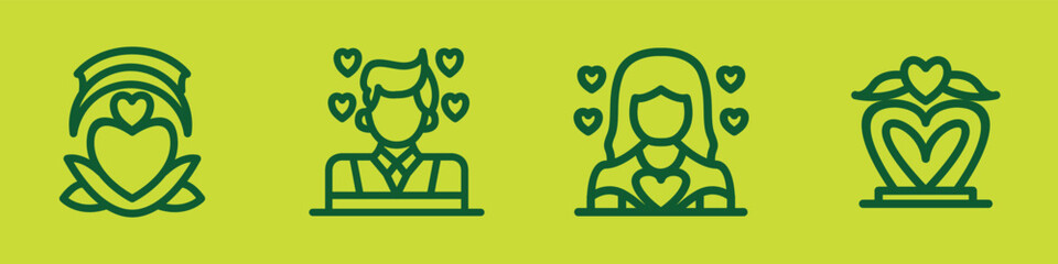 Valentine Day Monoline Icon Set Symbol Design illustration vector Emblem