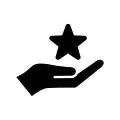 Ranking icon. Hand holding star. Bonus points. Loyalty program.