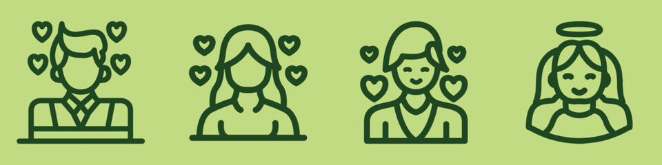 Obraz premium Valentine Day Monoline Icon Set Symbol Design illustration vector Emblem
