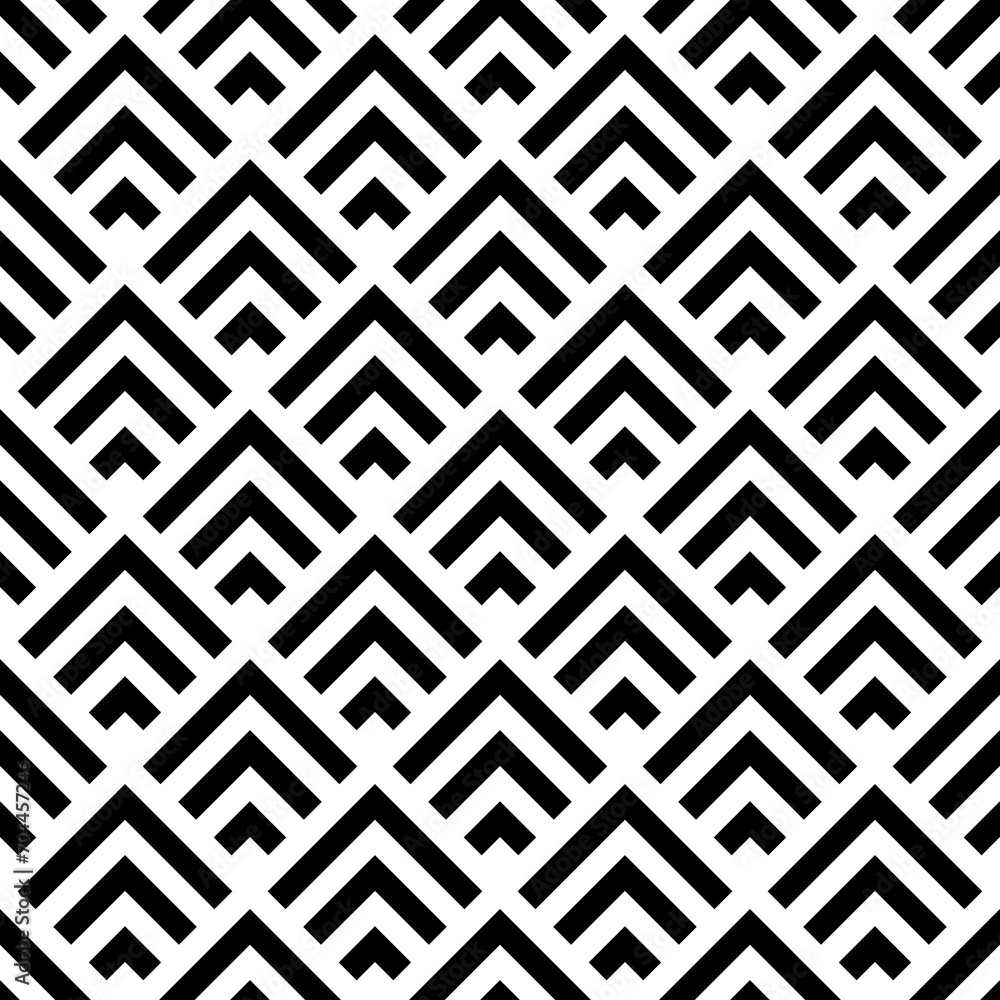 Poster art deco seamless pattern. repeating abstract triangle lattice. black rhomb isolated on white backgr