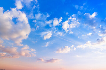 beautiful blue sky with the fluffly clouds - 704457258