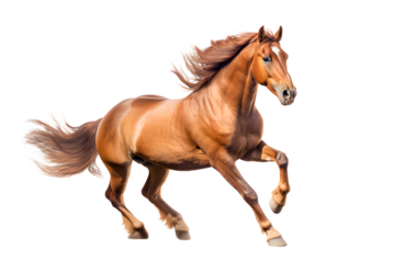Brown running horse isolated on white background