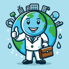 Free vector cute world water day cartoon flat isolated