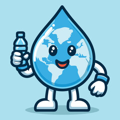 Free vector cute world water day cartoon flat isolated