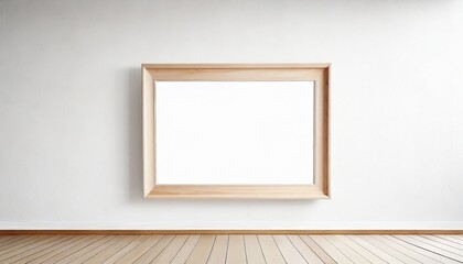 Fototapeta na wymiar classice wooden stripe frame install on white painted wall background concept set scene natural light