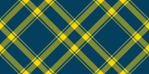 Scotland texture fabric background, retro tartan seamless pattern. Ceremony plaid textile vector check in cyan and gold colors.