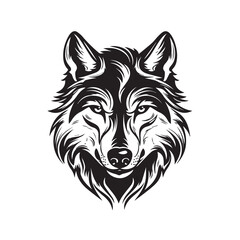 Wolf silhouette isolated on white, wild animal, logo with wolf, isolated on white background.