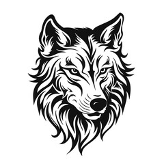 Wolf silhouette isolated on white, wild animal, logo with wolf, isolated on white background.