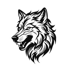 Fototapeta premium Wolf silhouette isolated on white, wild animal, logo with wolf, isolated on white background.