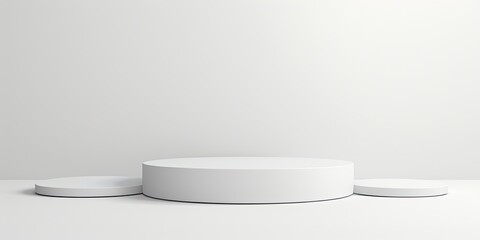 White podium on white background, minimal concept for product presentation.