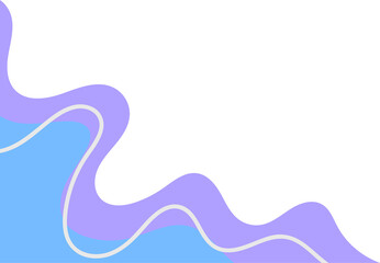 Blue wavy shape for corner decoration. Abstract curve fluid element for frame. Blobs