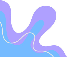 Blue wavy shape for corner decoration. Abstract curve fluid element for frame. Blobs