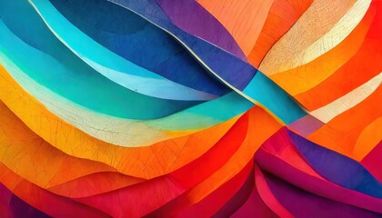 abstract colorful paper patterns on red and blue background in the style of colorful curves light...
