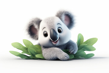 cute koala 3d animal is lying down