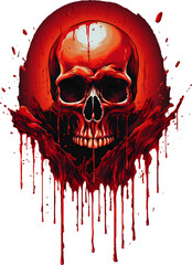 T-shirt design. skull with dripping blood, transparent background
