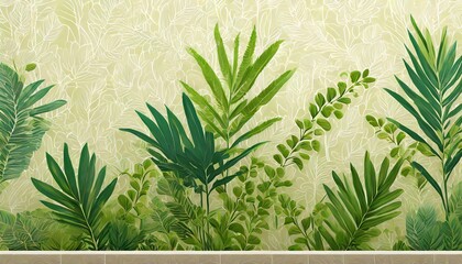 mural for walls wallpaper for the room tropical leaves branches of plants