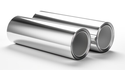  Large Rolls of Sheet Metal on isolated white background. 