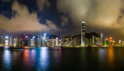 Fototapeta na wymiar hong kong cityscape at night view from victoria harbour